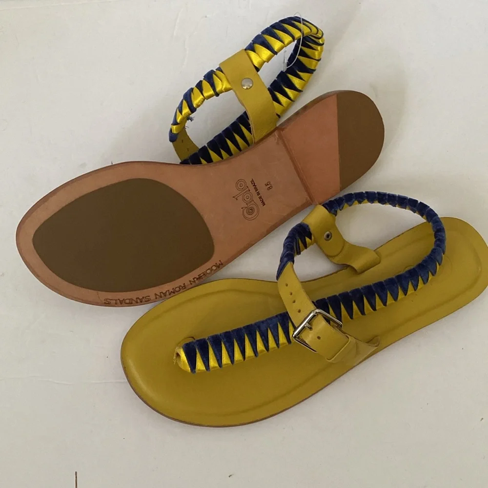 NWOT GOLO Asymmetric Ankle Strap Sandal - Yellow Fever Combo size 8.5 Brazil